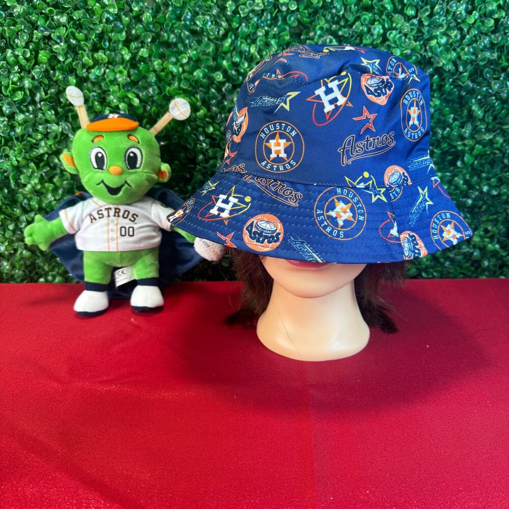 Bundle Houston Astros Bucket Hat Navy Blue MLB Baseball & Orbit Mascot Plush